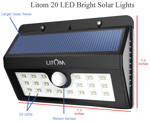 Litom Solar Lights 20 LED Motion Sensor